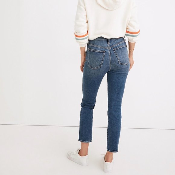 MADEWELL HIGH-RISE SLIM STRAIGHT JEANS IN GLYNN WASH SIZE 27 - Picture 3 of 7